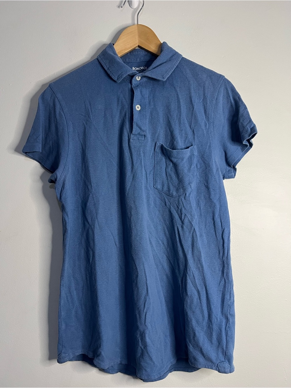 Bonobos Soft Blue Slim Pique Casual Cotton Polo Small Men